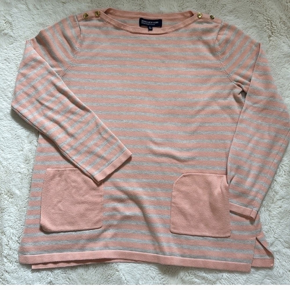 Jones New York Blush and Cream Striped Top